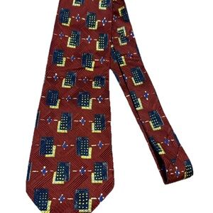 Robert Talbott Silk Tie Red Blue Yellow Dots Geometric Multicolor Soft